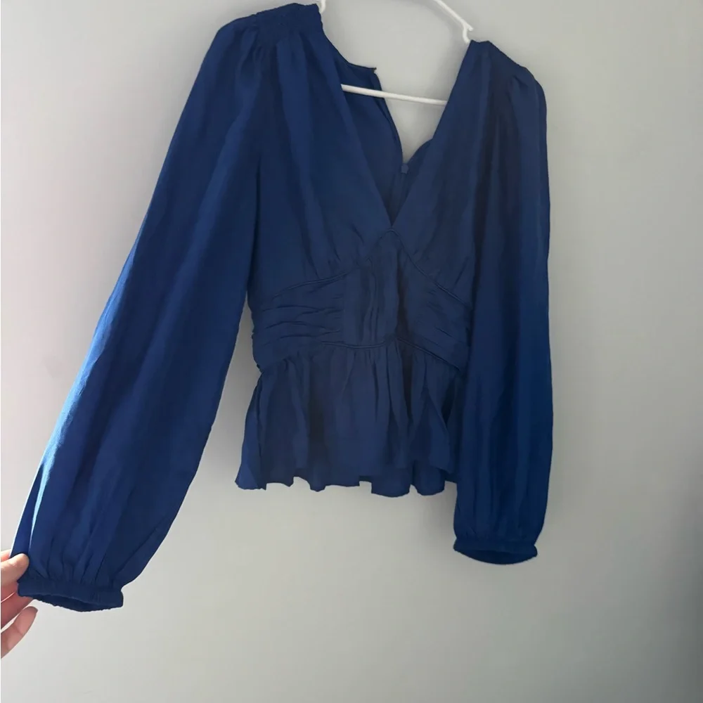 Sea New York Deep Blue V-Neck Blouse - Picture 2 of 6